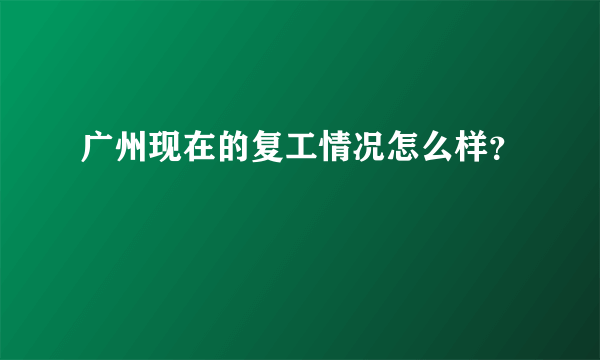 广州现在的复工情况怎么样？