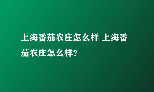 上海番茄农庄怎么样 上海番茄农庄怎么样？