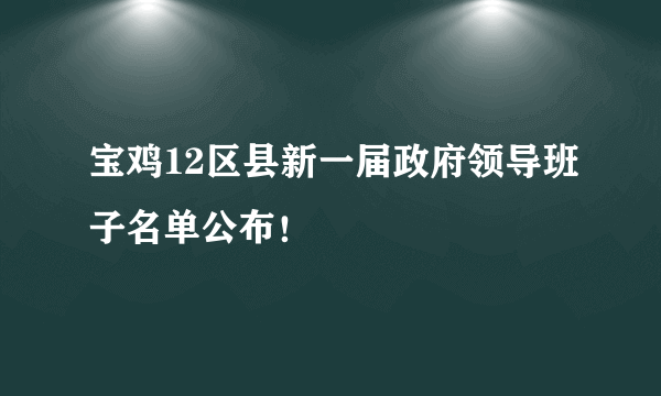 宝鸡12区县新一届政府领导班子名单公布！