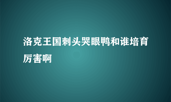 洛克王国刺头哭眼鸭和谁培育厉害啊