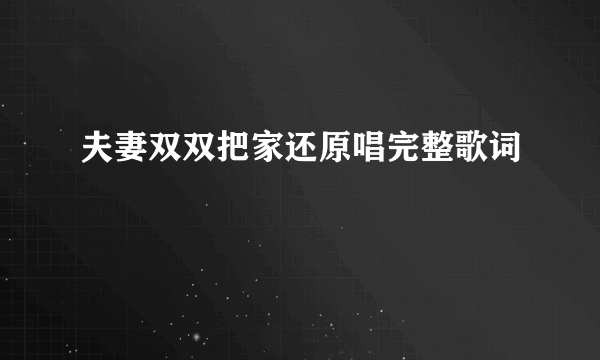 夫妻双双把家还原唱完整歌词