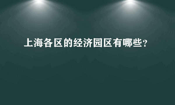 上海各区的经济园区有哪些？