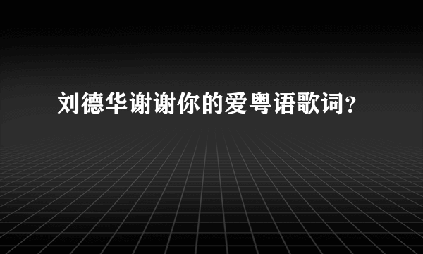 刘德华谢谢你的爱粤语歌词？