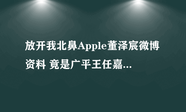 放开我北鼻Apple董泽宸微博资料 竟是广平王任嘉伦儿子_飞外网