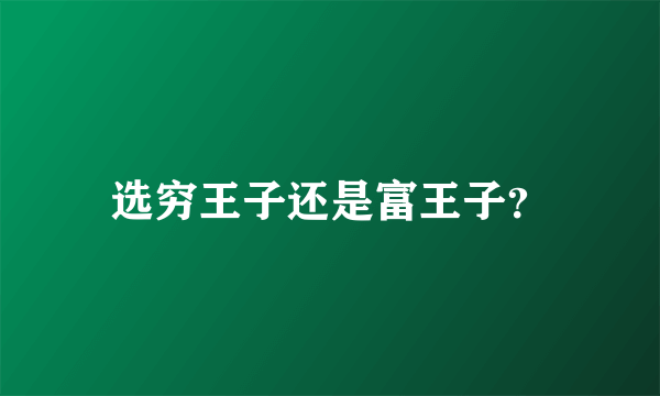 选穷王子还是富王子？