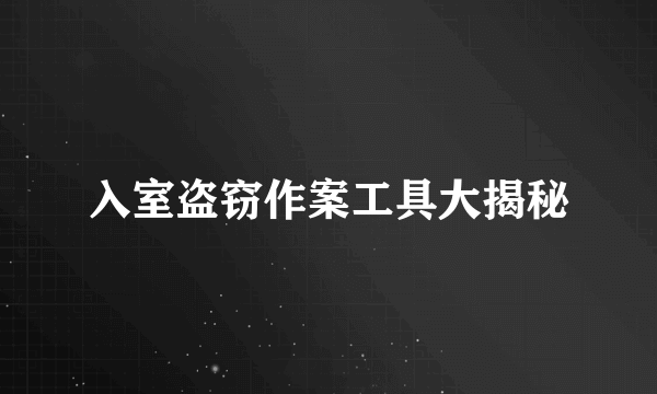 入室盗窃作案工具大揭秘