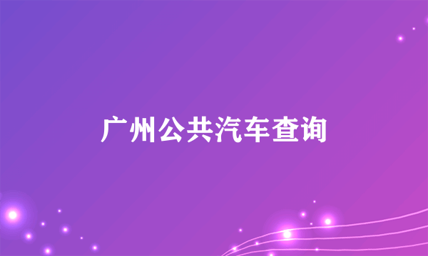 广州公共汽车查询