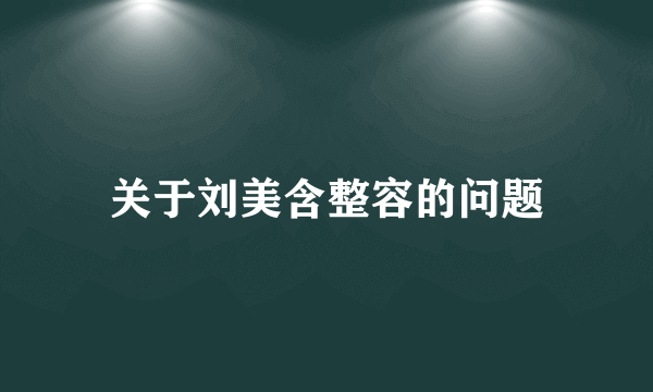 关于刘美含整容的问题