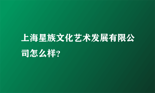 上海星族文化艺术发展有限公司怎么样？