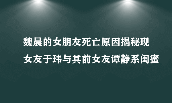 魏晨的女朋友死亡原因揭秘现女友于玮与其前女友谭静系闺蜜