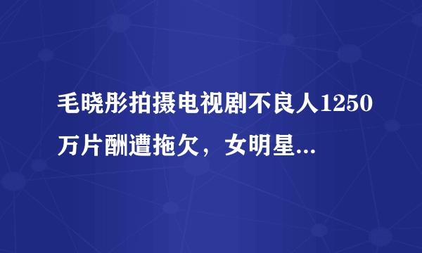 毛晓彤拍摄电视剧不良人1250万片酬遭拖欠，女明星工资这么高吗？