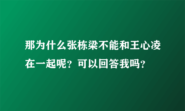 那为什么张栋梁不能和王心凌在一起呢？可以回答我吗？