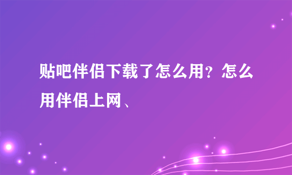 贴吧伴侣下载了怎么用？怎么用伴侣上网、