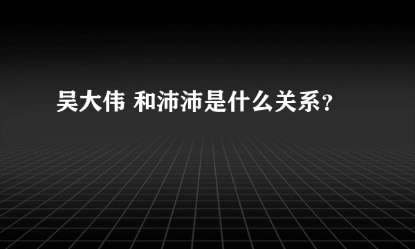 吴大伟 和沛沛是什么关系？