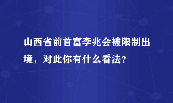 山西省前首富李兆会被限制出境，对此你有什么看法？