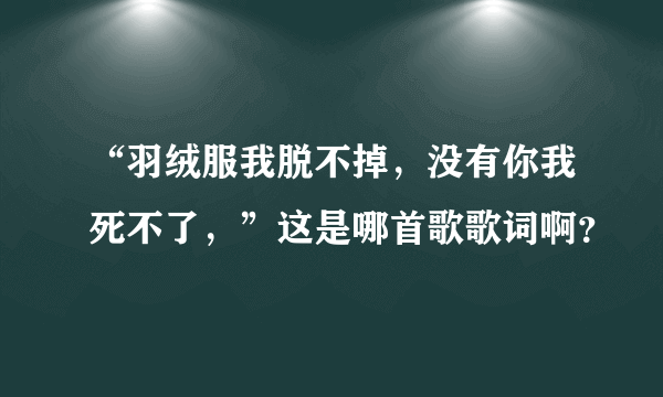 “羽绒服我脱不掉，没有你我死不了，”这是哪首歌歌词啊？