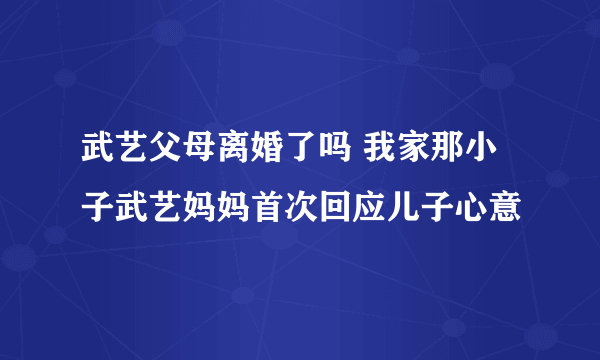 武艺父母离婚了吗 我家那小子武艺妈妈首次回应儿子心意