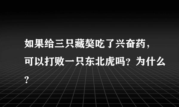 如果给三只藏獒吃了兴奋药，可以打败一只东北虎吗？为什么？