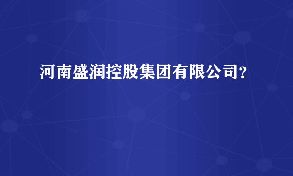 河南盛润控股集团有限公司？