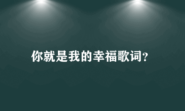 你就是我的幸福歌词？