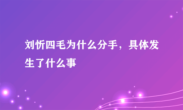 刘忻四毛为什么分手，具体发生了什么事