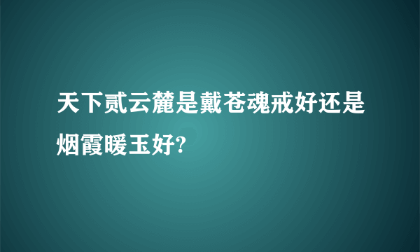 天下贰云麓是戴苍魂戒好还是烟霞暖玉好?