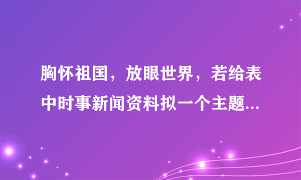 胸怀祖国，放眼世界，若给表中时事新闻资料拟一个主题，下列选项最合适的是（　　）