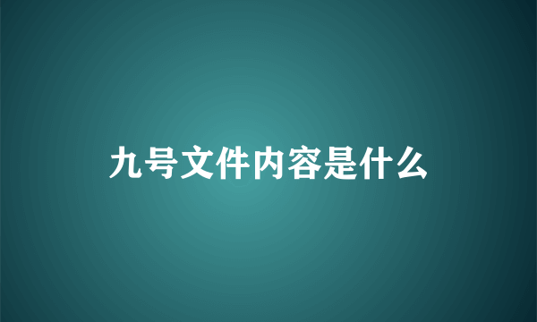 九号文件内容是什么