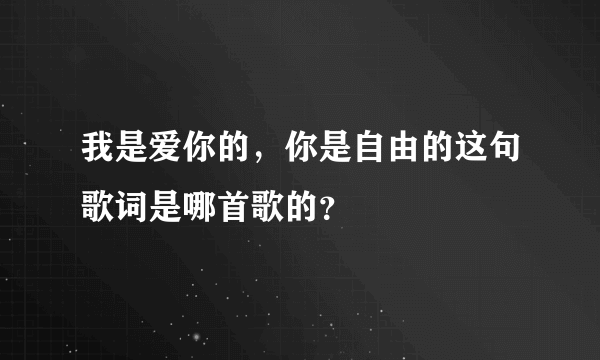 我是爱你的，你是自由的这句歌词是哪首歌的？