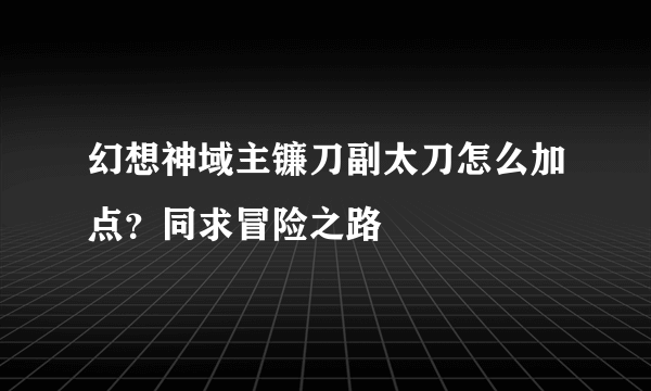 幻想神域主镰刀副太刀怎么加点？同求冒险之路