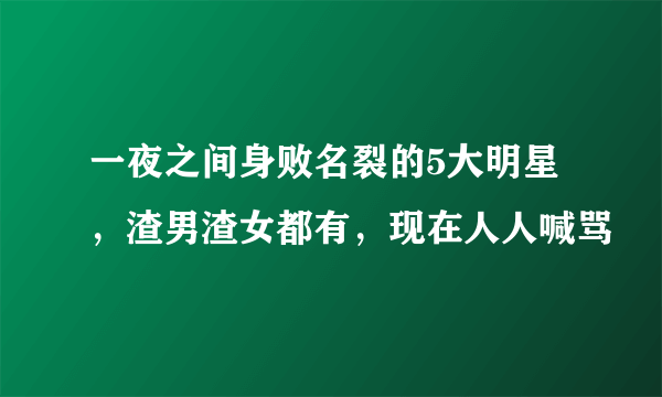 一夜之间身败名裂的5大明星，渣男渣女都有，现在人人喊骂