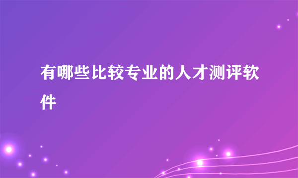 有哪些比较专业的人才测评软件