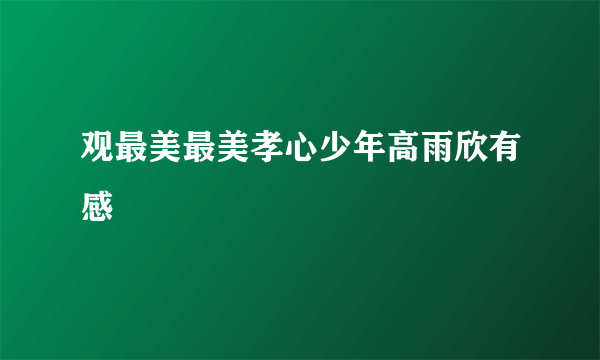 观最美最美孝心少年高雨欣有感