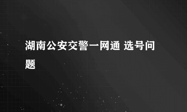 湖南公安交警一网通 选号问题