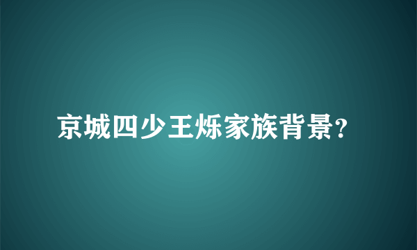 京城四少王烁家族背景？