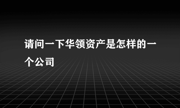 请问一下华领资产是怎样的一个公司