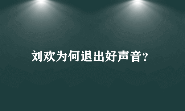 刘欢为何退出好声音？