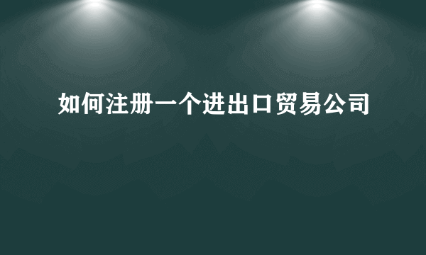 如何注册一个进出口贸易公司