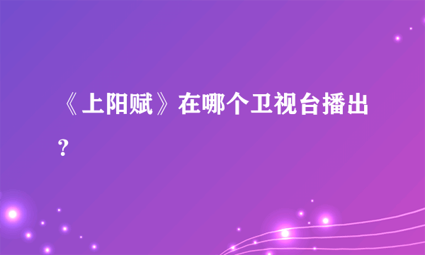 《上阳赋》在哪个卫视台播出？