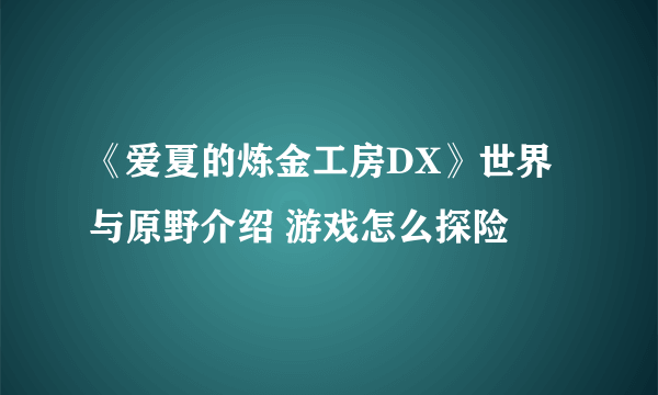 《爱夏的炼金工房DX》世界与原野介绍 游戏怎么探险