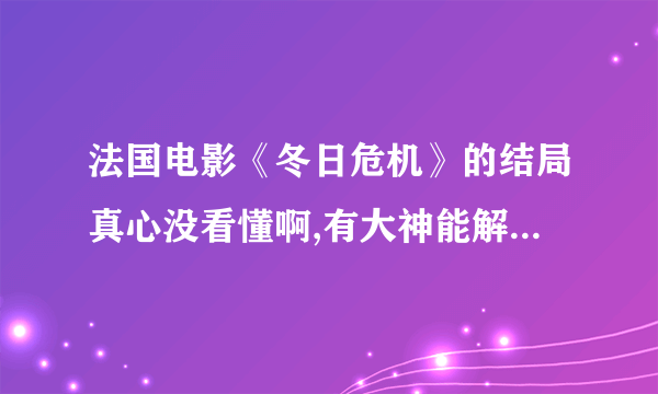 法国电影《冬日危机》的结局真心没看懂啊,有大神能解读一下么？