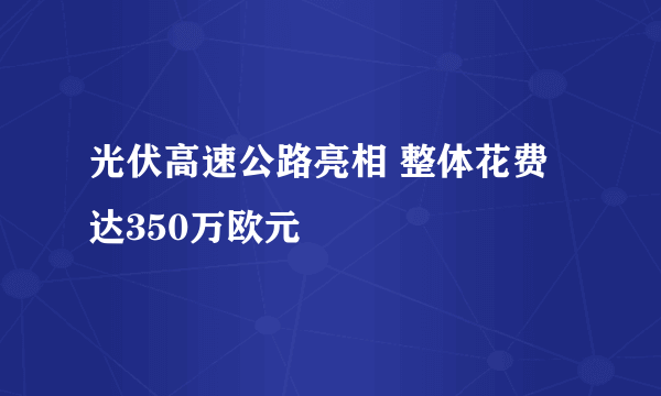 光伏高速公路亮相 整体花费达350万欧元