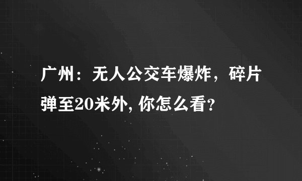 广州：无人公交车爆炸，碎片弹至20米外, 你怎么看？