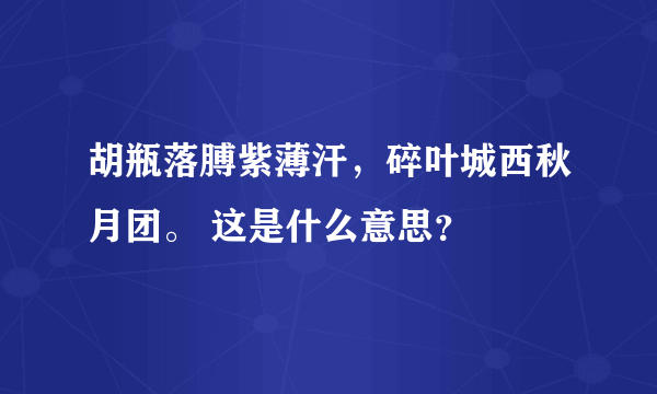 胡瓶落膊紫薄汗，碎叶城西秋月团。 这是什么意思？