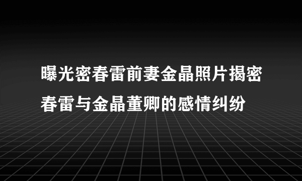 曝光密春雷前妻金晶照片揭密春雷与金晶董卿的感情纠纷