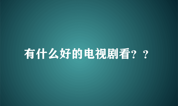 有什么好的电视剧看？？