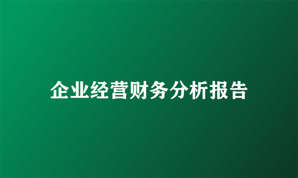 企业经营财务分析报告