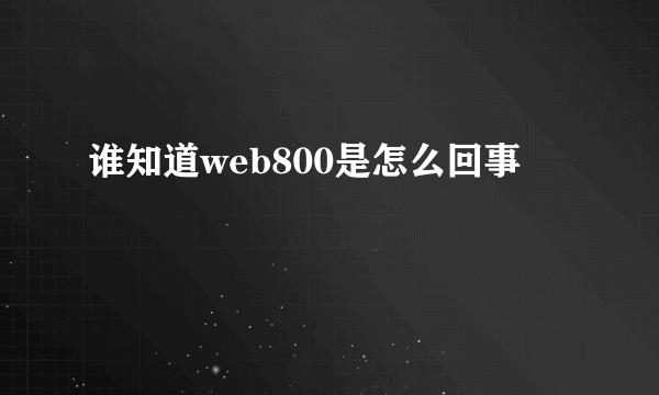 谁知道web800是怎么回事