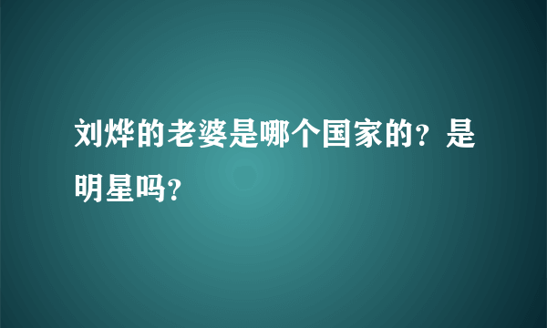 刘烨的老婆是哪个国家的？是明星吗？