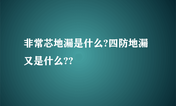 非常芯地漏是什么?四防地漏又是什么??